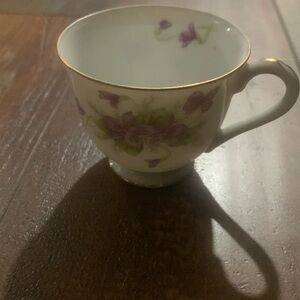 Noritake china "Nancy" purple flowers gold trim tea cup Japan